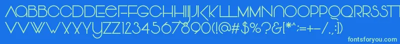 Vonique64 Font – Green Fonts on Blue Background