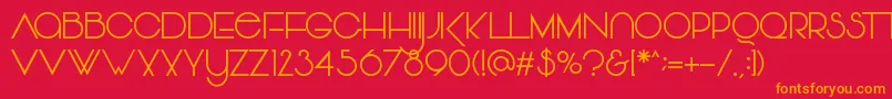 Vonique64-Schriftart – Orangefarbene Schriften auf rotem Hintergrund