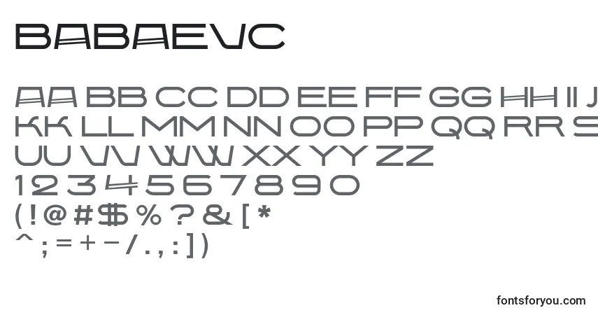 A fonte Babaevc – alfabeto, números, caracteres especiais