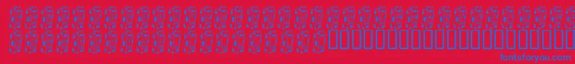 Fonte KrCowJuice – fontes azuis em um fundo vermelho