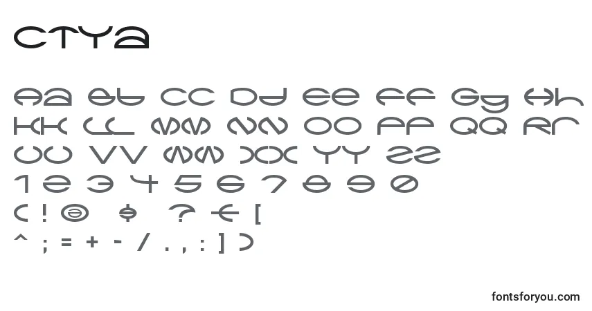 Czcionka CTya – alfabet, cyfry, specjalne znaki