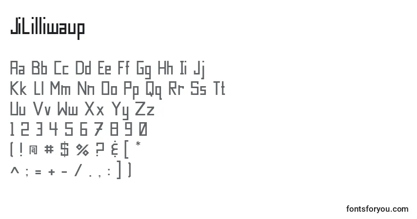 A fonte JiLilliwaup – alfabeto, números, caracteres especiais