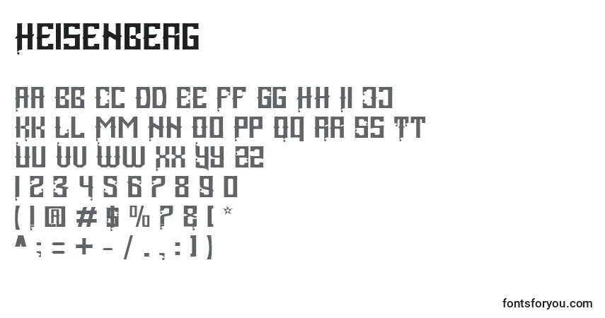 Czcionka Heisenberg – alfabet, cyfry, specjalne znaki