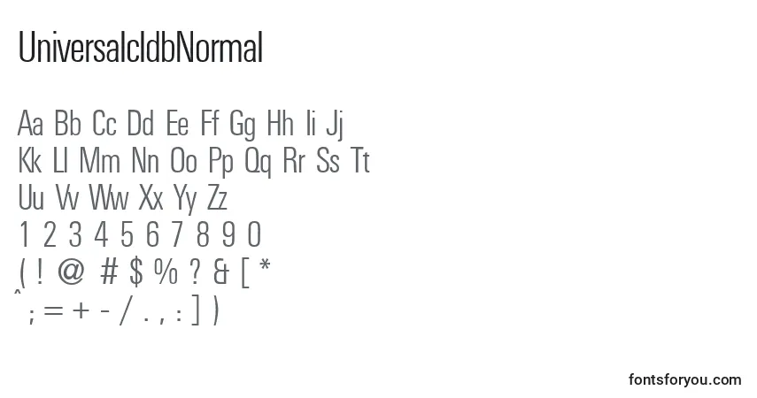 A fonte UniversalcldbNormal – alfabeto, números, caracteres especiais