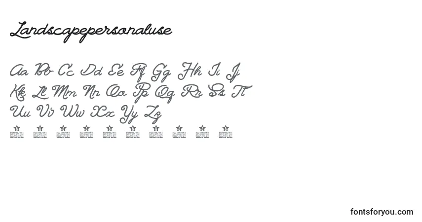 Czcionka Landscapepersonaluse – alfabet, cyfry, specjalne znaki