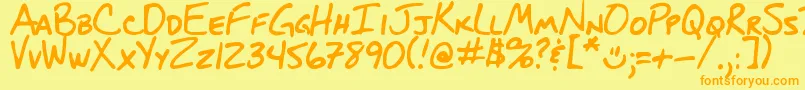DjbBlueprint-fontti – oranssit fontit keltaisella taustalla