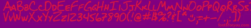 Czcionka DjbBlueprint – czerwone czcionki na fioletowym tle