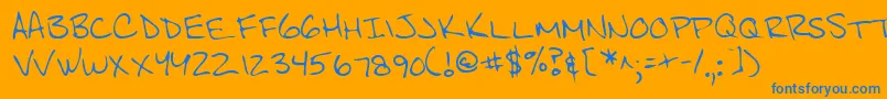 Lehn140 Font – Blue Fonts on Orange Background