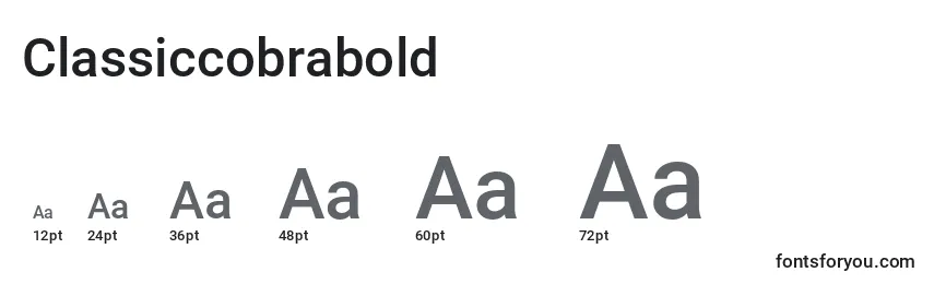 Размеры шрифта Classiccobrabold