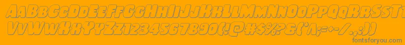 Rubberboy3Dital-Schriftart – Graue Schriften auf orangefarbenem Hintergrund