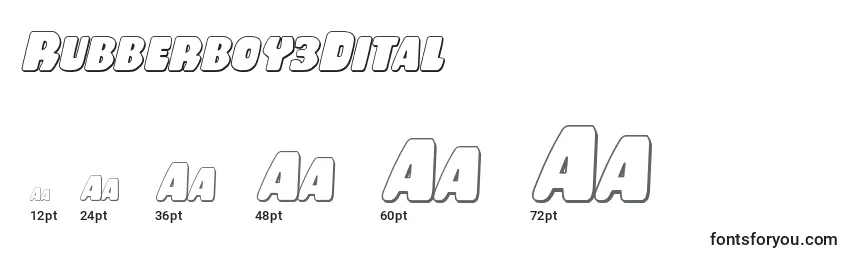 Rubberboy3Dital Font Sizes