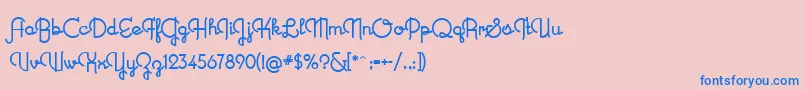 NewRecord-fontti – siniset fontit vaaleanpunaisella taustalla