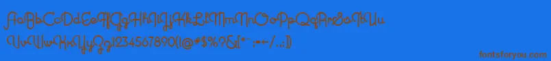 フォントNewRecord – 茶色の文字が青い背景にあります。