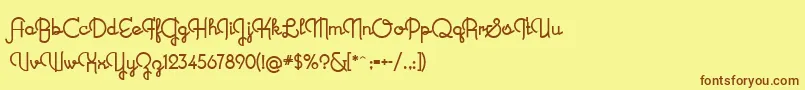 フォントNewRecord – 茶色の文字が黄色の背景にあります。