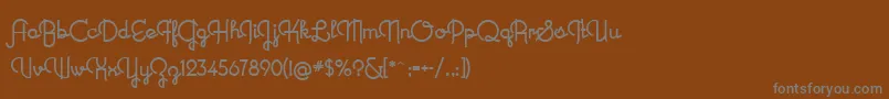 NewRecord-fontti – harmaat kirjasimet ruskealla taustalla
