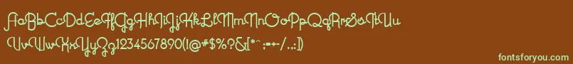 フォントNewRecord – 緑色の文字が茶色の背景にあります。