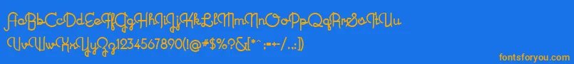 フォントNewRecord – オレンジ色の文字が青い背景にあります。