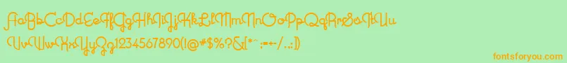 フォントNewRecord – オレンジの文字が緑の背景にあります。