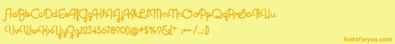 NewRecord-fontti – oranssit fontit keltaisella taustalla