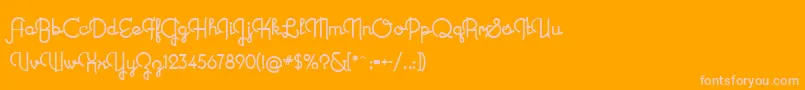 NewRecord-fontti – vaaleanpunaiset fontit oranssilla taustalla