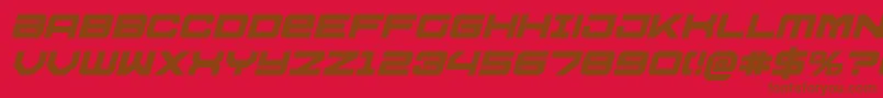 U.S.S.DallasBoldItalic-Schriftart – Braune Schriften auf rotem Hintergrund