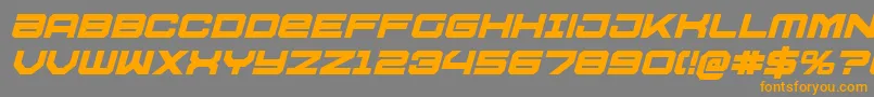 フォントU.S.S.DallasBoldItalic – オレンジの文字は灰色の背景にあります。