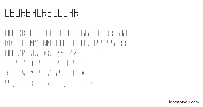 Schriftart LedRealRegular – Alphabet, Zahlen, spezielle Symbole
