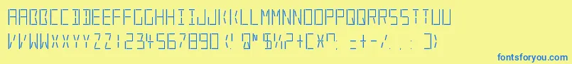 LedRealRegular-Schriftart – Blaue Schriften auf gelbem Hintergrund