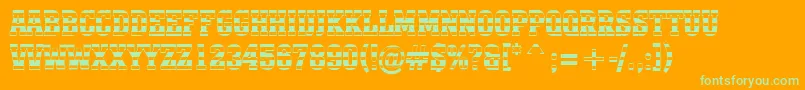 AMonumentotitulstrnr-Schriftart – Grüne Schriften auf orangefarbenem Hintergrund