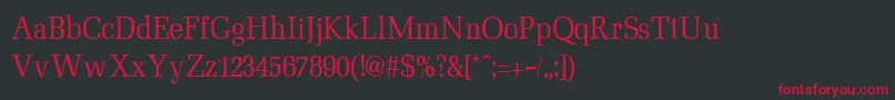 MinimezzoRegular-Schriftart – Rote Schriften auf schwarzem Hintergrund