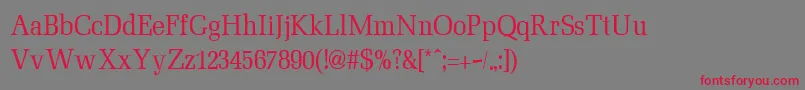 フォントMinimezzoRegular – 赤い文字の灰色の背景