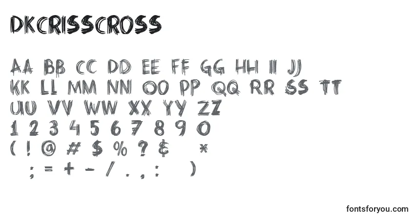 A fonte DkCrissCross – alfabeto, números, caracteres especiais