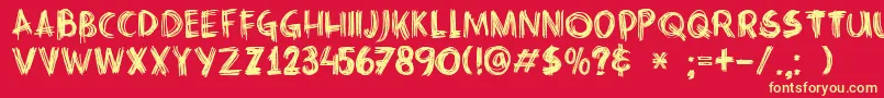 DkCrissCross Font – Yellow Fonts on Red Background