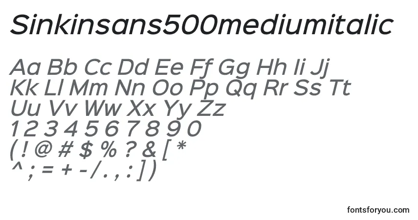 Fuente Sinkinsans500mediumitalic - alfabeto, números, caracteres especiales