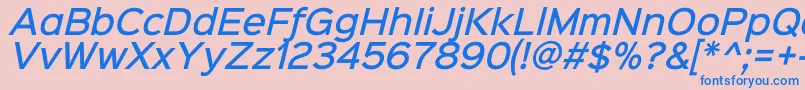 Sinkinsans500mediumitalic-fontti – siniset fontit vaaleanpunaisella taustalla