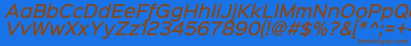 フォントSinkinsans500mediumitalic – 茶色の文字が青い背景にあります。