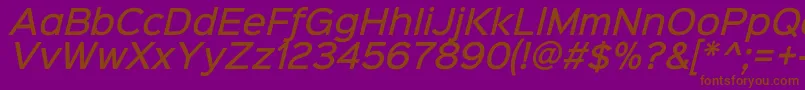 フォントSinkinsans500mediumitalic – 紫色の背景に茶色のフォント