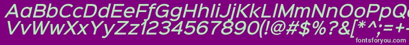 Sinkinsans500mediumitalic-fontti – vihreät fontit violetilla taustalla