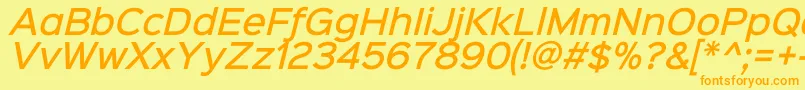 Sinkinsans500mediumitalic-fontti – oranssit fontit keltaisella taustalla