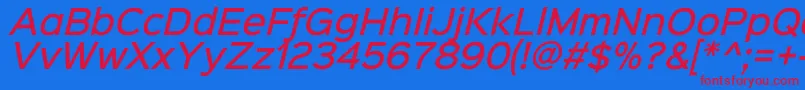 Шрифт Sinkinsans500mediumitalic – красные шрифты на синем фоне