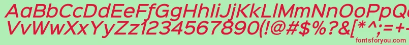 Sinkinsans500mediumitalic-fontti – punaiset fontit vihreällä taustalla