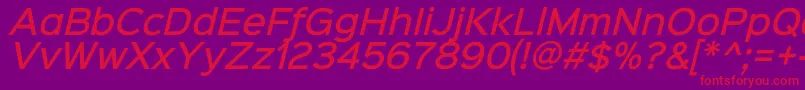 Sinkinsans500mediumitalic Font – Red Fonts on Purple Background