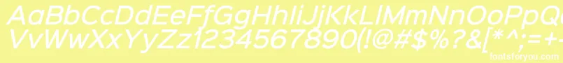 Шрифт Sinkinsans500mediumitalic – белые шрифты на жёлтом фоне