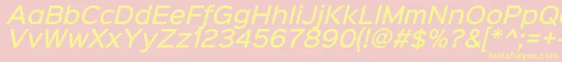 Sinkinsans500mediumitalic-fontti – keltaiset fontit vaaleanpunaisella taustalla