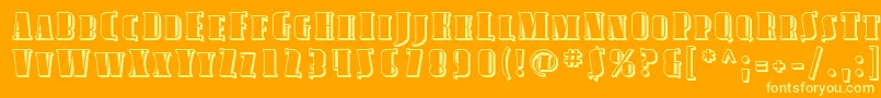 Sfavondalescshaded-Schriftart – Gelbe Schriften auf orangefarbenem Hintergrund