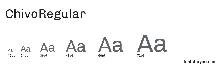 Размеры шрифта ChivoRegular