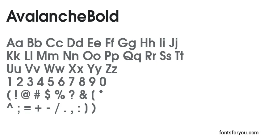Schriftart AvalancheBold – Alphabet, Zahlen, spezielle Symbole