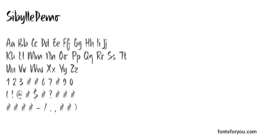 Schriftart SibylleDemo – Alphabet, Zahlen, spezielle Symbole