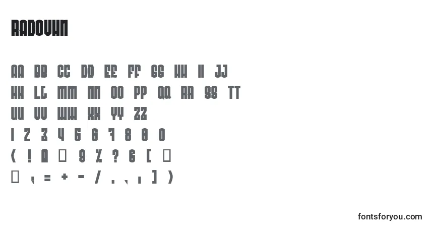 characters of radovhn font, letter of radovhn font, alphabet of  radovhn font