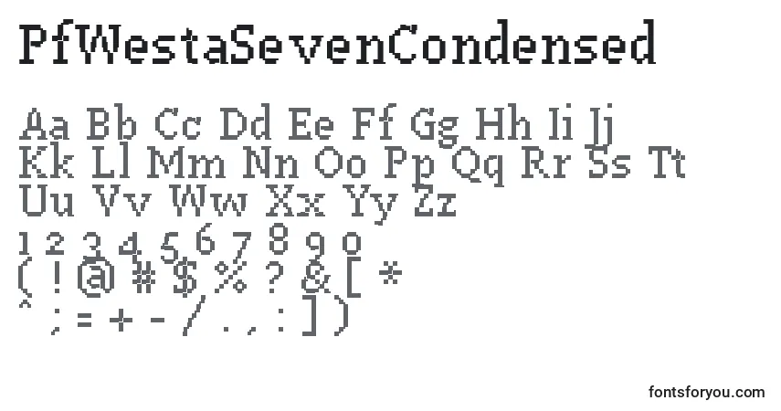 Шрифт PfWestaSevenCondensed – алфавит, цифры, специальные символы